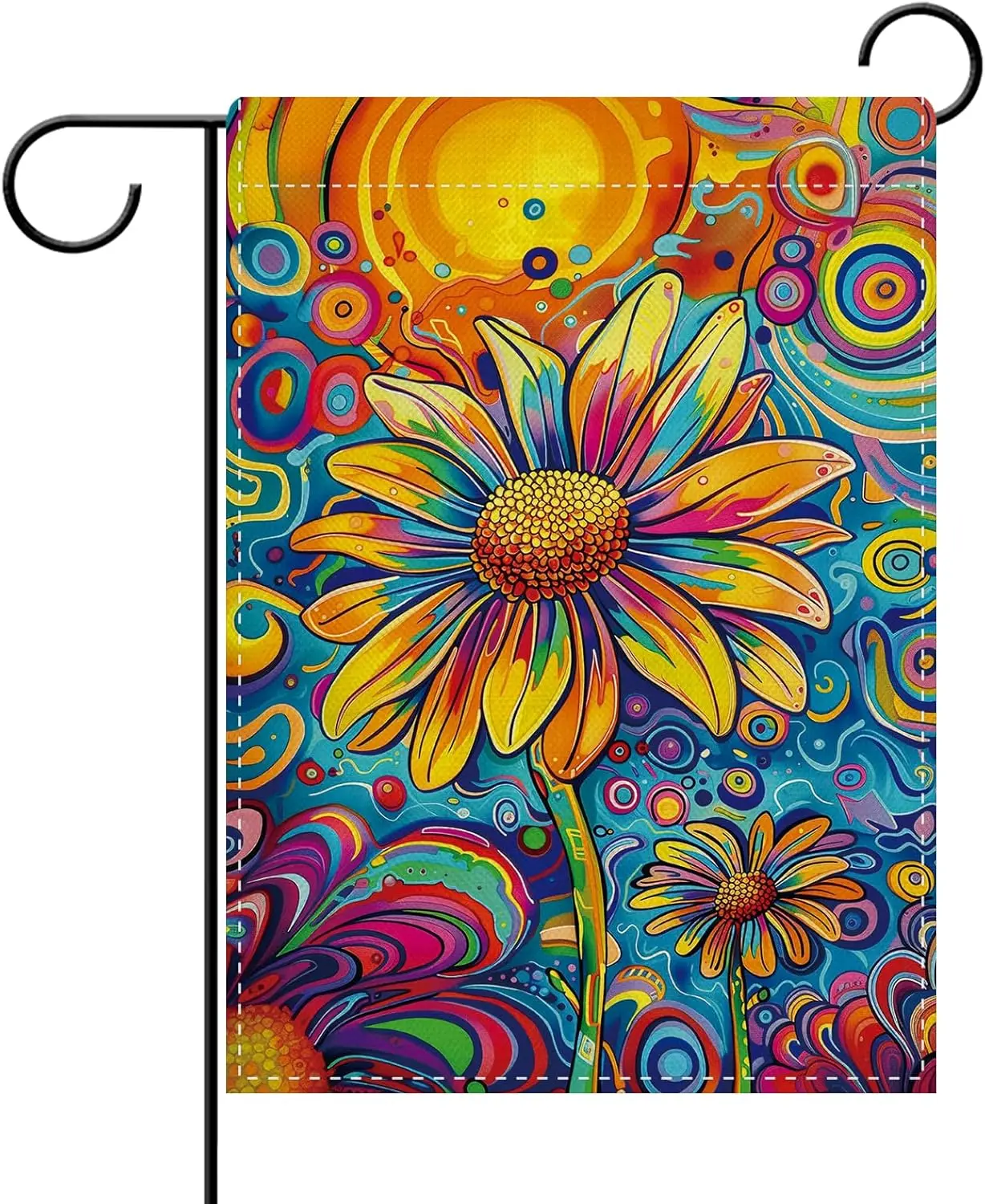 Dyrenson Spring Summer Daisy Flower Decorative Garden Flag, Colorful Floral Yard Outside Home Decoration, Abstract Art Botan AAS