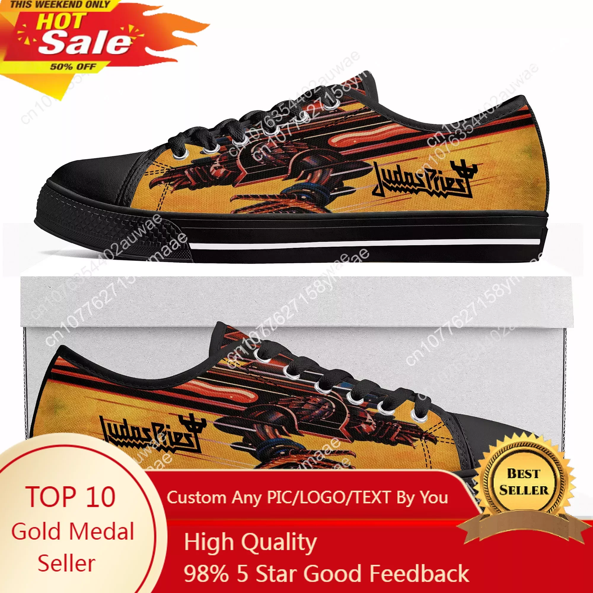 

Judas Priest Heavy Metal Rock Band Low Top High Quality Sneakers Mens Women Teenager Canvas Sneaker Casual Custom Couple Shoes