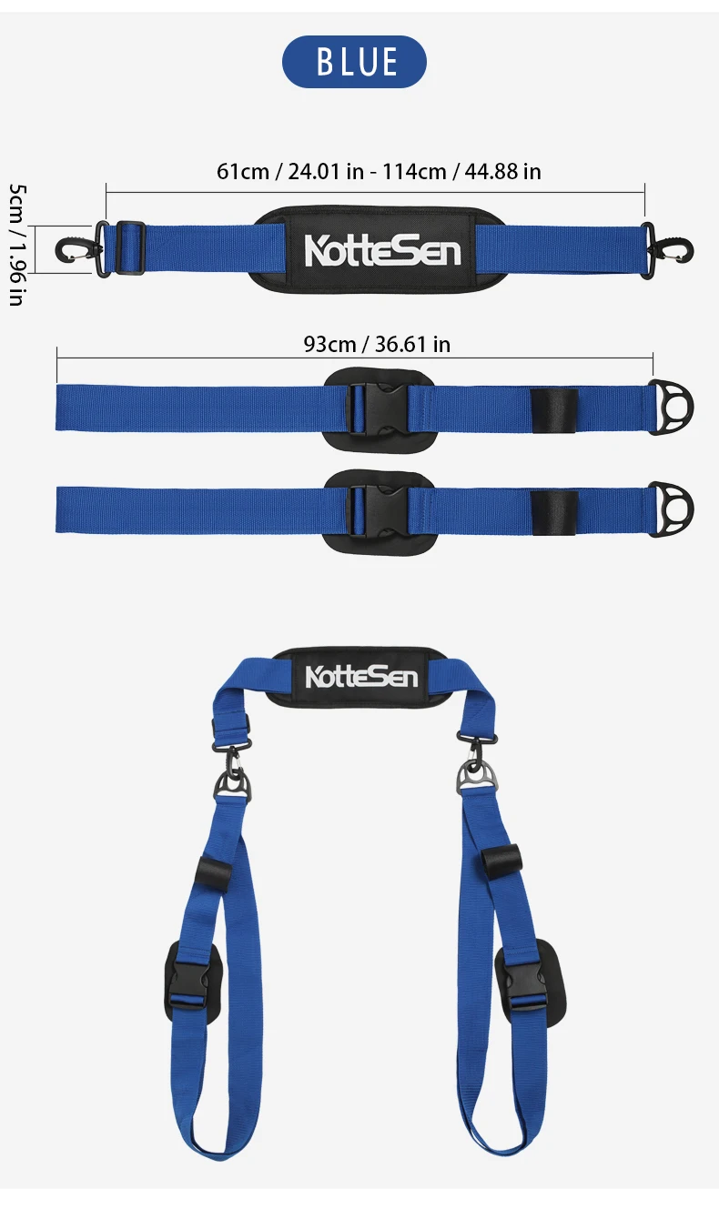 Kottesen Paddleboard-Gurt SUP-Zubehör Verstellbarer Surfbrett-Schultergurt Kajak Multifunktionales Bindeseil Mehrfarbiges Befestigungsseil – Detail 5