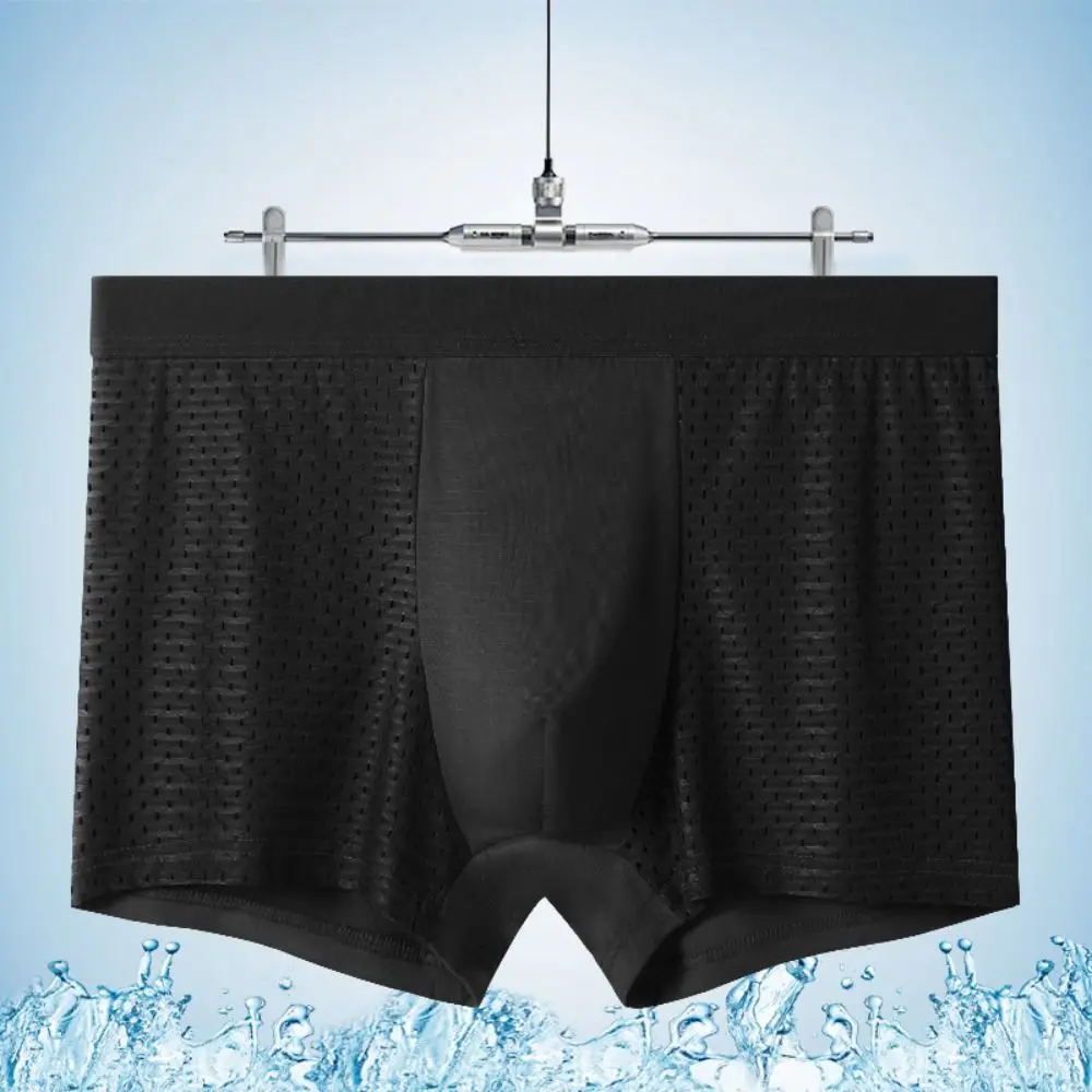 

4Pcs Simple Modal Men Mesh Boxers Hollow Panties Seamless Boxer Shorts Lingerie Underpants Underwear for Men Daily