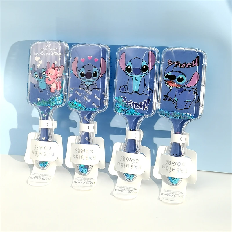 Disney Stitch Air Cushion Comb Cute Cartoon Angel Portable Scalp Massage Hairdressing Airbag Curly Hair Hair Comb Holiday Gifts