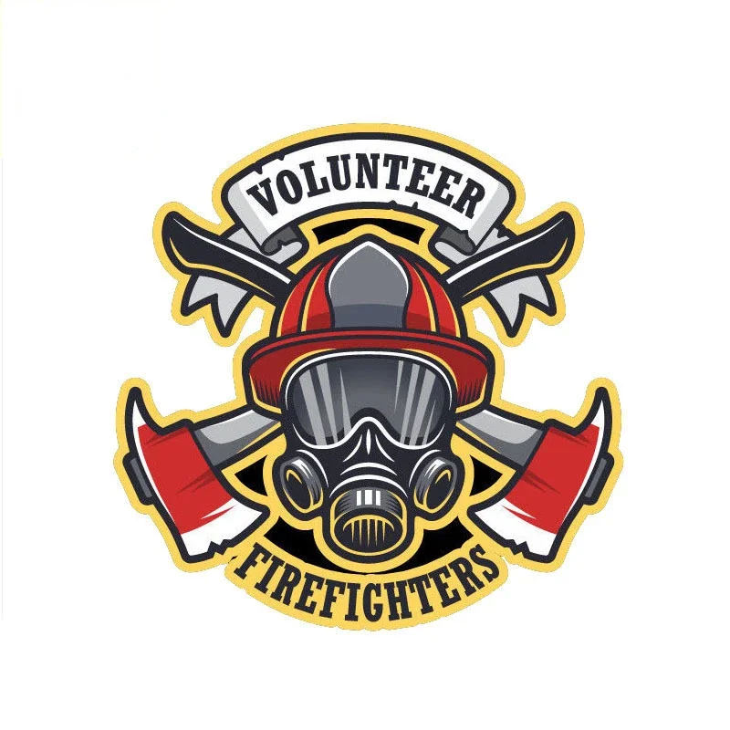 New Design Car Stickers Volunteer Firefighter Scratch Stickers Funny Cover Scratch Creative Waterproof Accessories Decal, 13cm