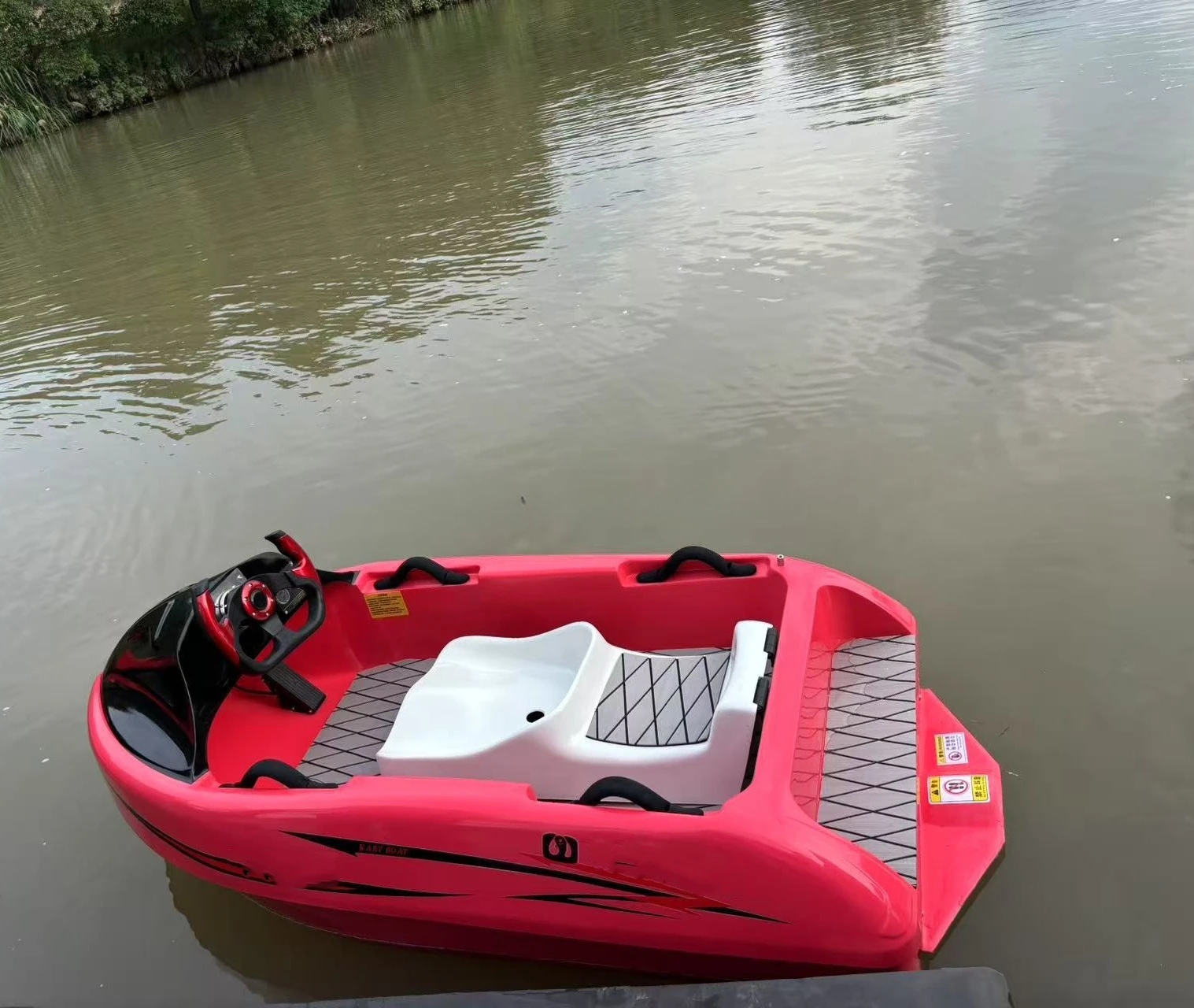 Mini Water Sports Jet Boat 2 People Electric 72v Battery Fiberglass Surfing