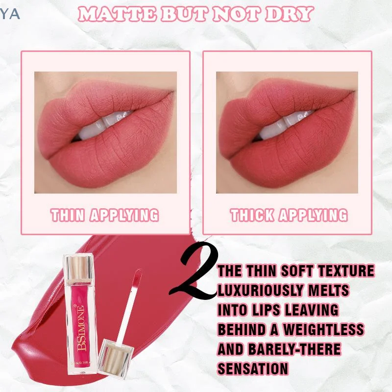 

[YA]BSIMONE Velvet Matte Lip Gloss Liquid Lipstick Sexy Lip Makeup Women Beauty Red Non Stick Cup Waterproof Lip Gloss