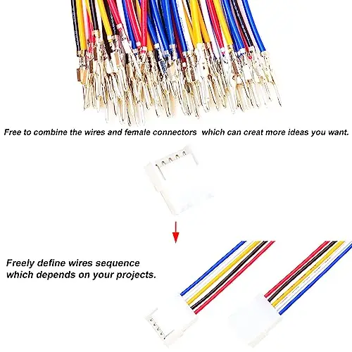 VH 3.96mm Male & Female Extension Jst Connector Kit with 20AWG Premium Pre-Crimped Cables,180mm 10 Color  (396 VH-MF-180 Kit)