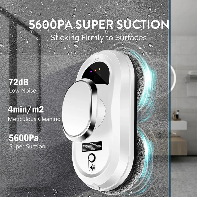 Smart Window Cleaning Robot Intelligent Glass Wipe Machine Remote Control 5600Pa MEMS Path Mode Vacuum Cleaner