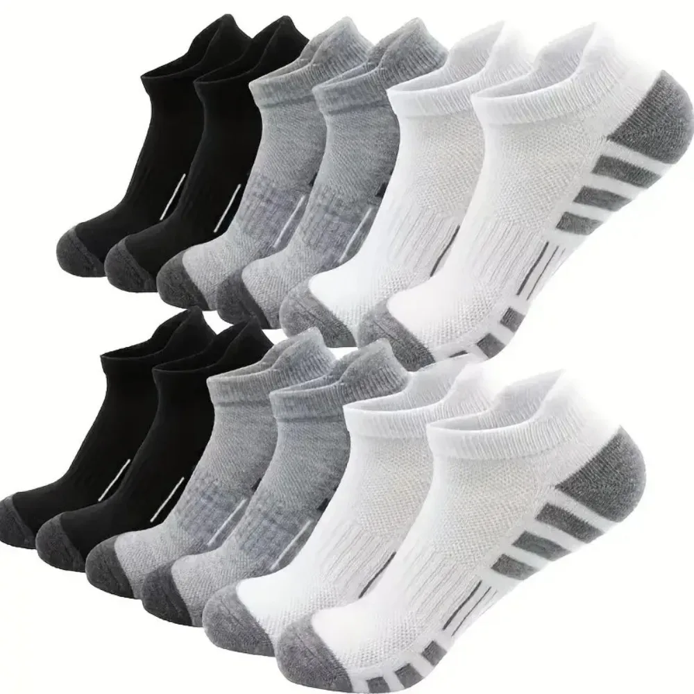 

5 Pairs Trendy Comfortable Running Socks Cushioned Moisture-Wicking Sports Socks Lightweight Breathable Low Cut Socks