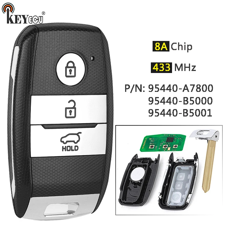 

Чип KEYECU 433 МГц, 8 А, арт.: 95440-B5000 95440-B5001 95440-A7800, умный дистанционный брелок без ключа для Kia K3 Cerato Fort 2013-2019