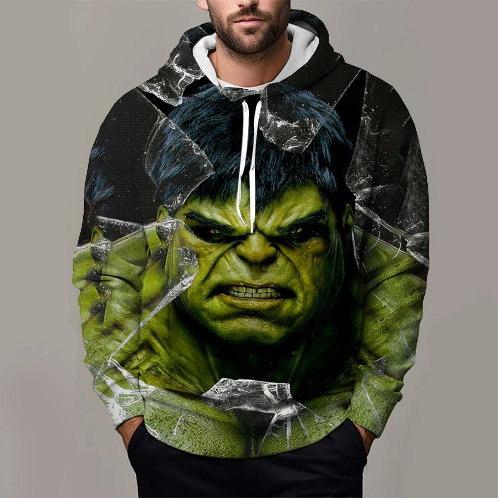 Hulk Boys and Girls Hoodie Marvel Men's Hoodie 3D Printing New Pullover Oversized Men's Hoodie MINISO Fashion Men's Clothing