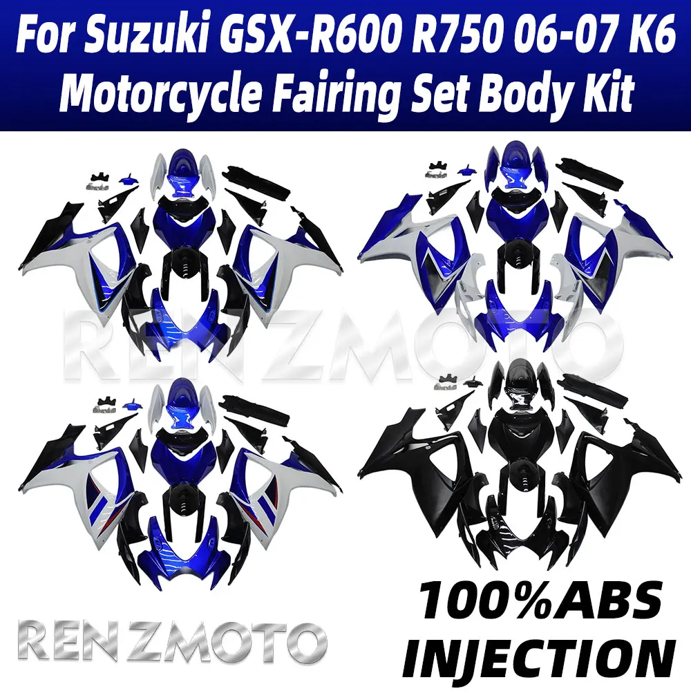 Motorcycle Set For Suzuki GSX-R600 R750 2006-2007 K6 Body Kit Fairing Plastic Guard Plate Accessories Shell Full Fairing Kits