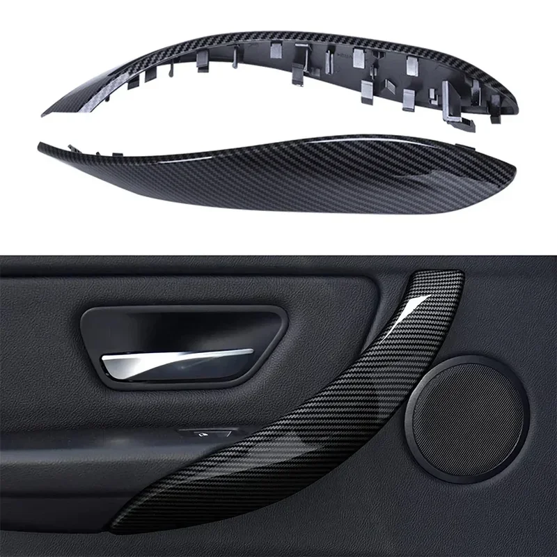 2/4pcs Car Door Inner Handle For Bmw F30 F80 F31 F32 F33 F34 F35 F36 3 4 Series Carbon Fiber Color Interior Handle Cover Replace