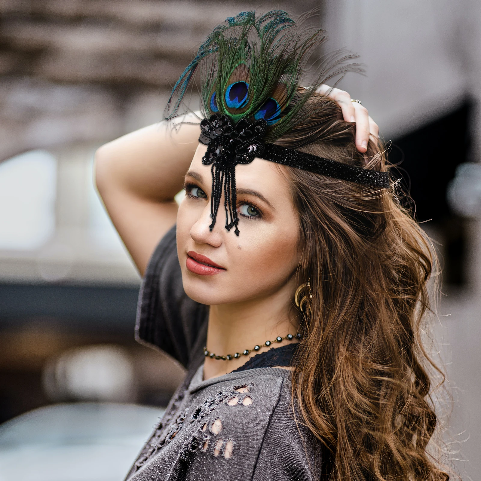 

Natural Headband For Women Party Wedding Hair Band Elastic Ethnic Costume Stage Performance Cosplay Accessory Travel