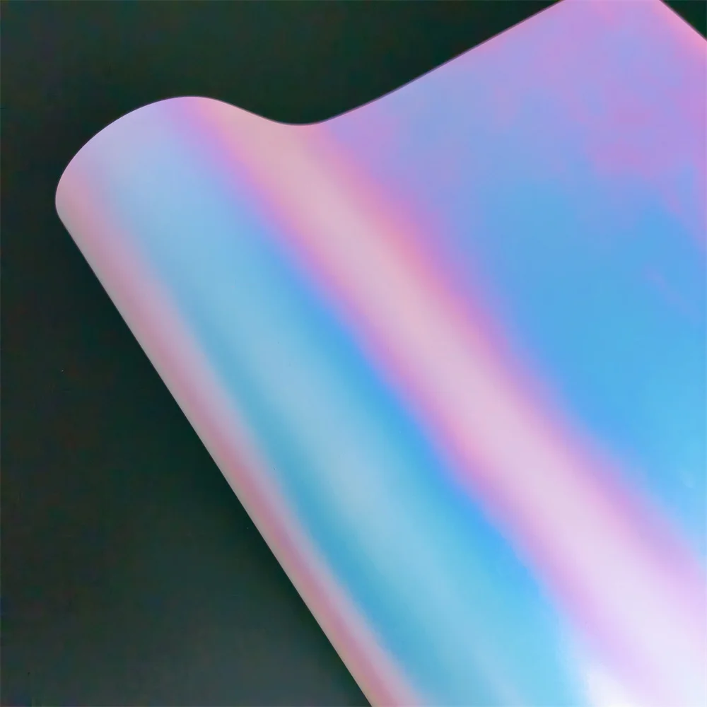 Premium Holographic Chrome PET Matte Pink Blue Rainbow Vinyl Wrap Film Self Adhesive Car Decal Sticker