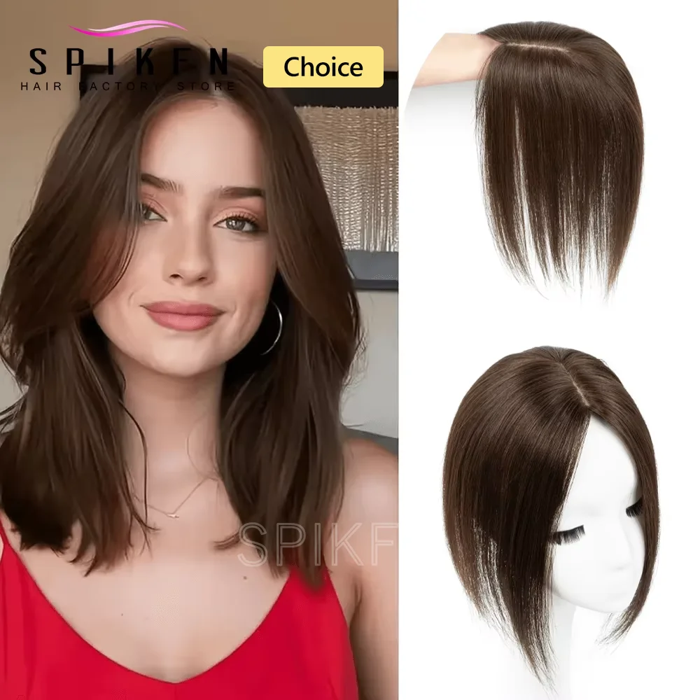 

Human Hair Toppers Middle Part Women Human Hair Topper with Lace Base Clips in Hair Extensions Blonde Brown Human Hairpieces