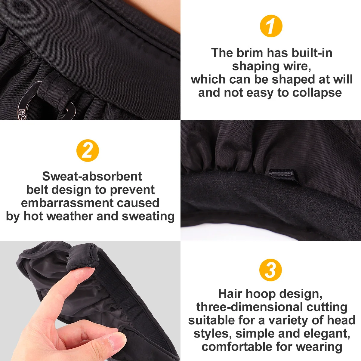 

Black Breathable Empty Foldable Sun Protection Hat Large Brim Beach Cap Creative Uv Protection Hat for Outdoor Women