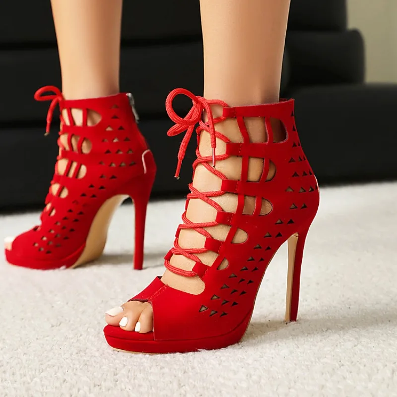 2026 Spring/Summer New Style Women's Open-Back Cross-Strap High Heel Pointed-Toe Fish Mouth Sandals Available in Sizes 34 - 50
