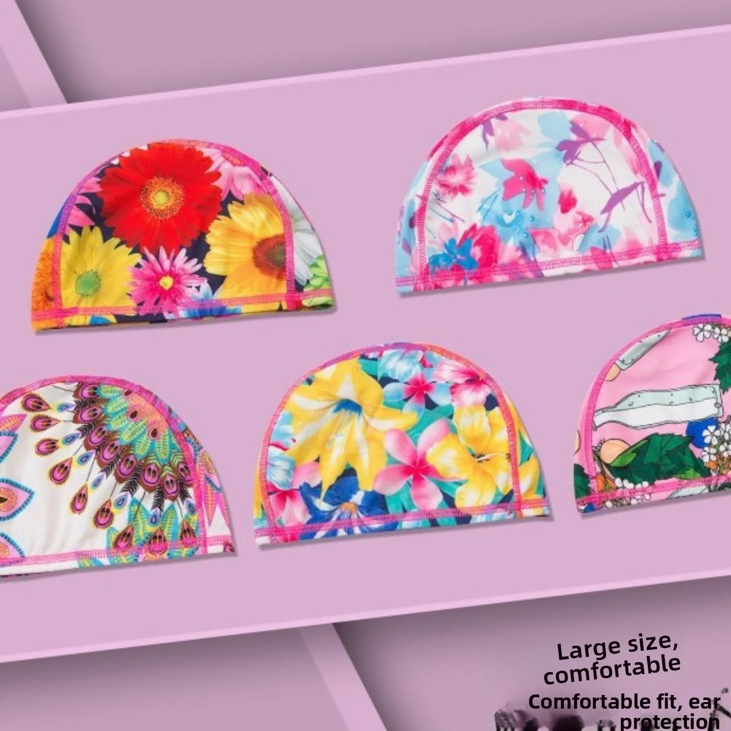 novo-bone-de-natacao-elastico-estampado-multicolorido-respiravel-e-confortavel-para-adultos-design-floral-bone-aquatico-pa