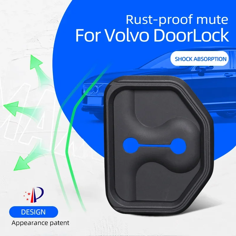 Door Lock Cover Applicable To 2017-2023 Volvo S90 XC60 V40 V90 XC40 XC90, Silicone Rust-Proof Mute Protector, 4Pcs Set