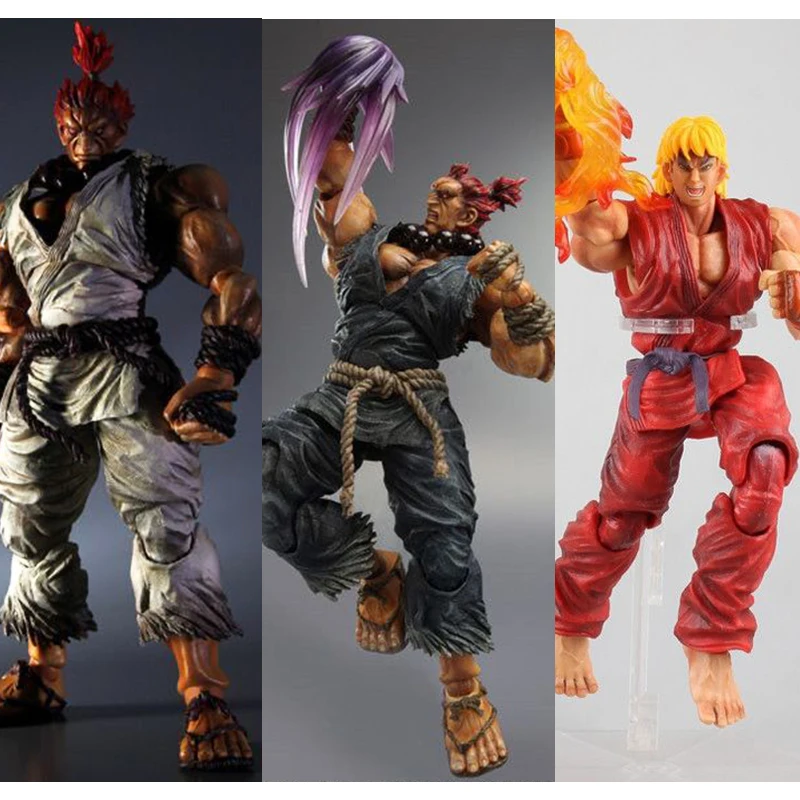 Play Arts Kai Street Fighter Ryu Ken Akuma Action Figure Anime Game Figurine Movable Collectable Model Toys Birthday Gift Doll