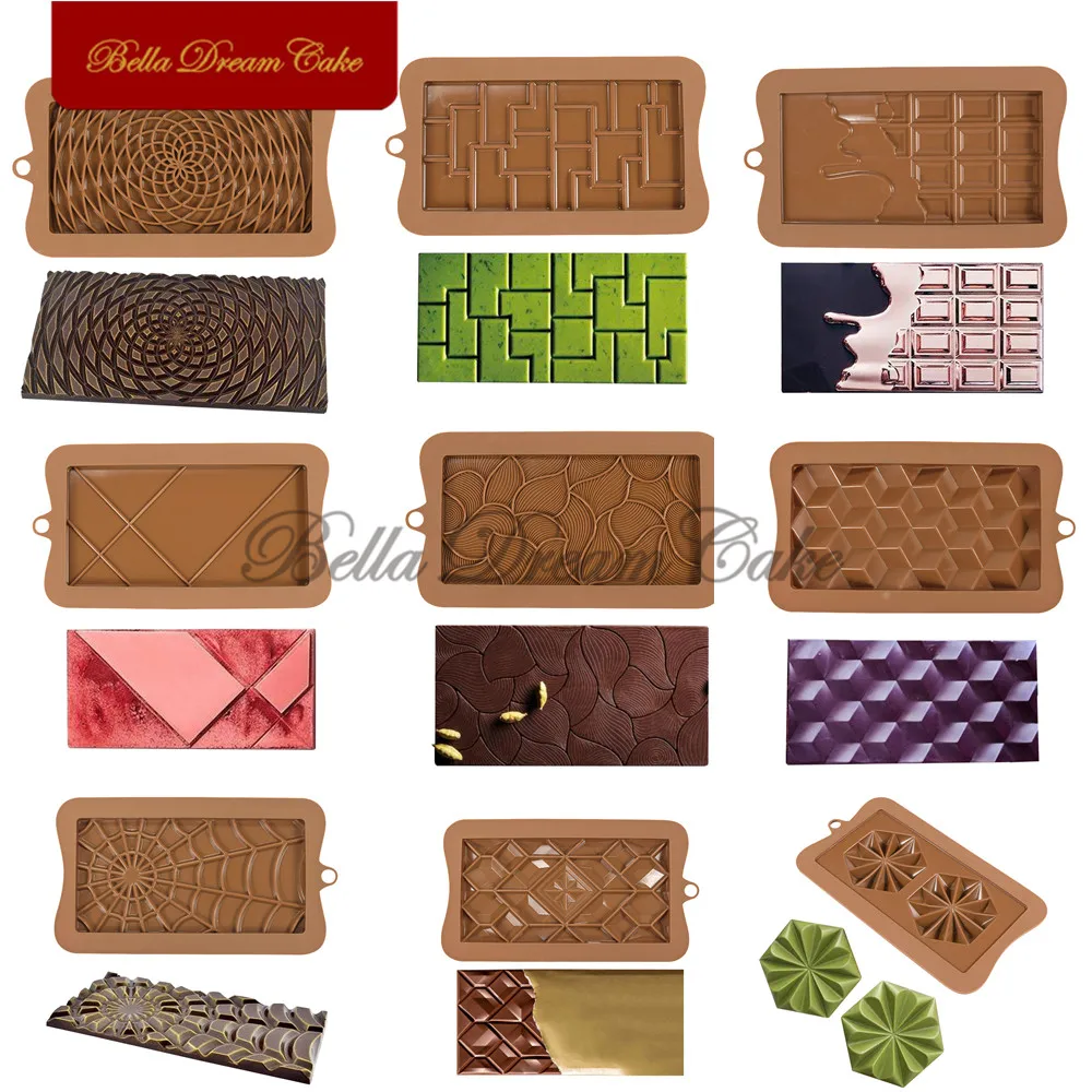 Geometric Design Chocolate Bar Silicone Mold DIY Candy Fondant Mousse Mould Valentine\'s Day Cake Decorating Tools Bakeware