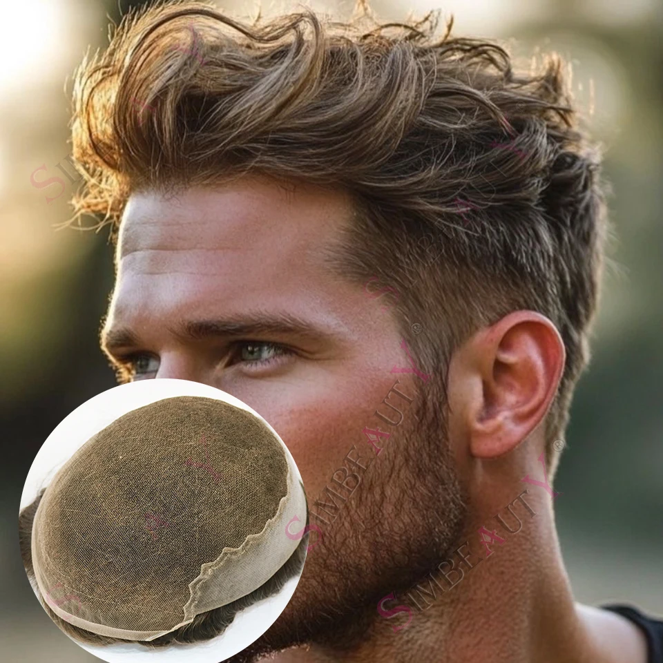 

22r # # Мужской парик 18 Honey Blonde Brown Grey Black 1B30: прочный, дышащий, с швейцарским кружевом Q6 и невидимой тонкой полиуретановой основой, 100% натуральные человеческие волосы.