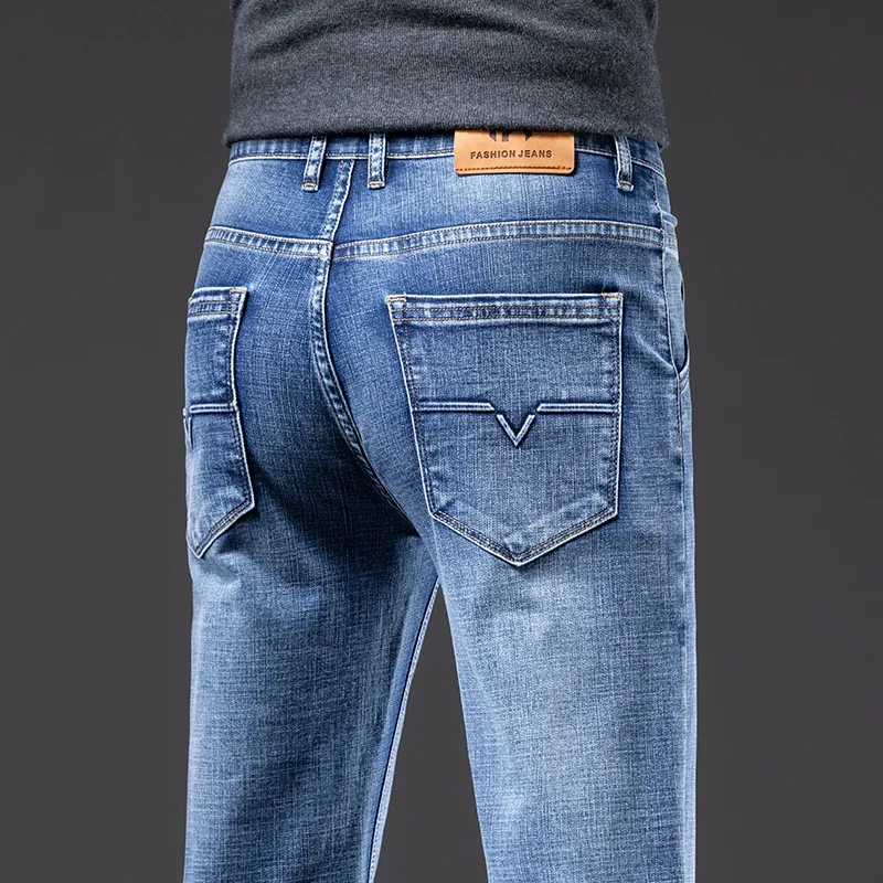 2025 موضة الأعمال السراويل الرجعية الكلاسيكية سراويل جينز الشتاء عادية تمتد جينز ضيق الرجال الصوف الجينز الدافئة العلامة التجارية 36 38 40 #6