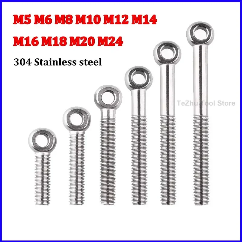 

M5-M24 304 Stainless Steel Ring Link Bolt Fisheye Eye Slip Hole Screw Eyebolt Fisheye Articulated Ring Union Link Screw