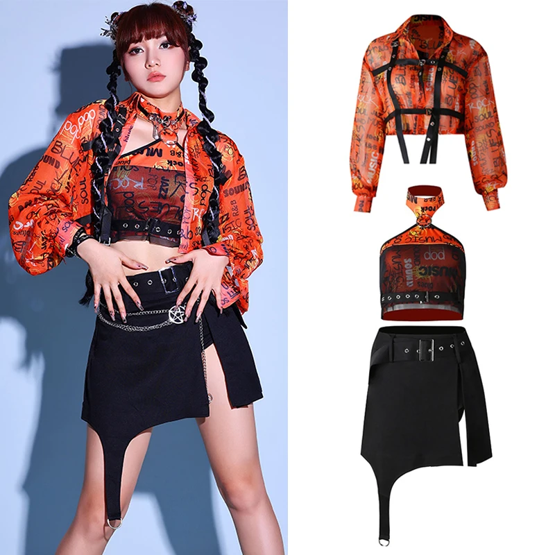 New Women's Group Hip Hop DS Dance Suit Jazz Dance Performance Costume Adult K-Pop Stage Outfits Catwalk Show Concert Set XH1545