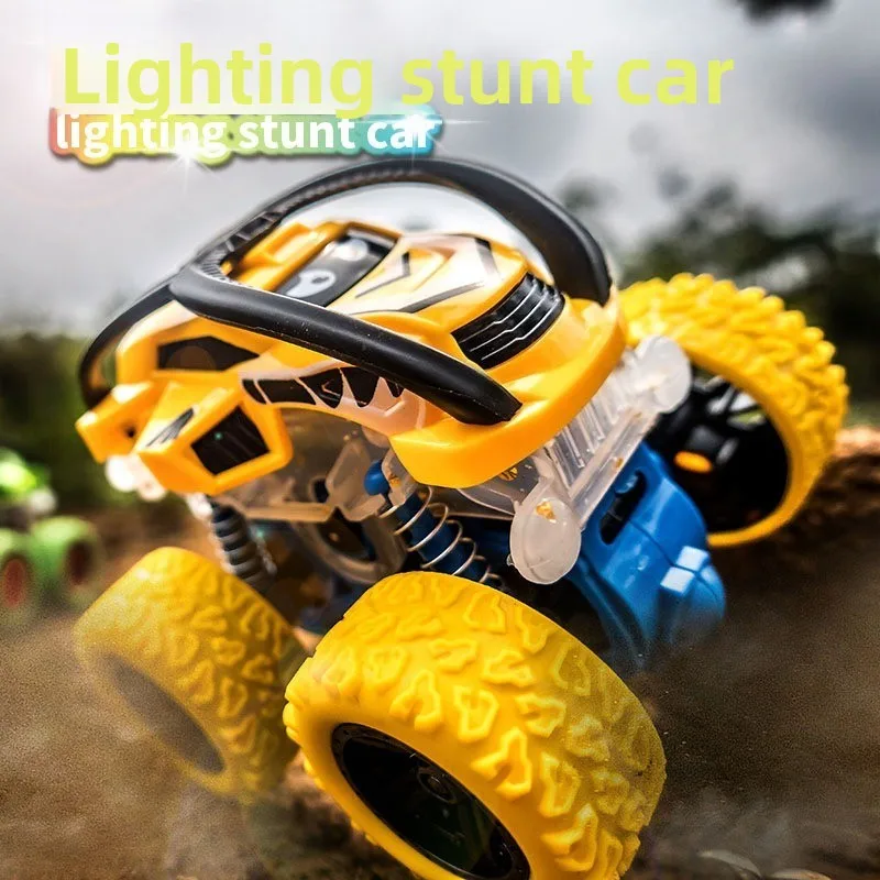 

Light-Up Friction-Powered Monster Truck Toy, 360° Stunt Flip Off-Road Vehicle for Kids