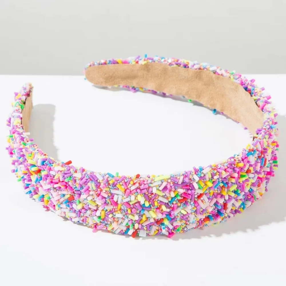 Fashion Wide-edge Dopamine Headband Colorful Beads European and American Face Wash Headband Women Hairbands Hair Accessories