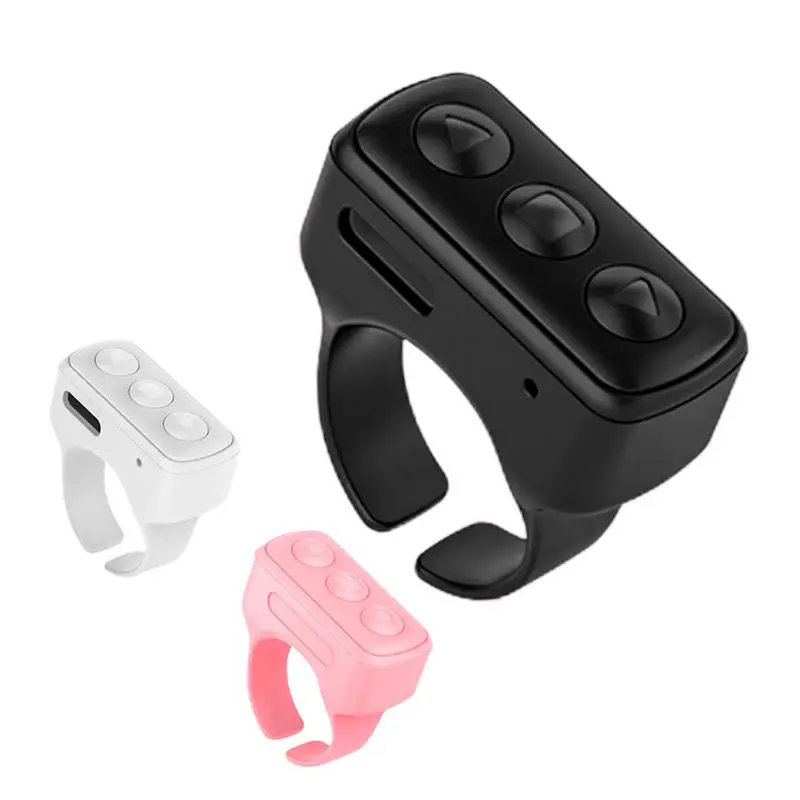 Wireless BT Ring Remote Control Phone Fingertip Selfie Video Controller Automatic Page Turner Browsing