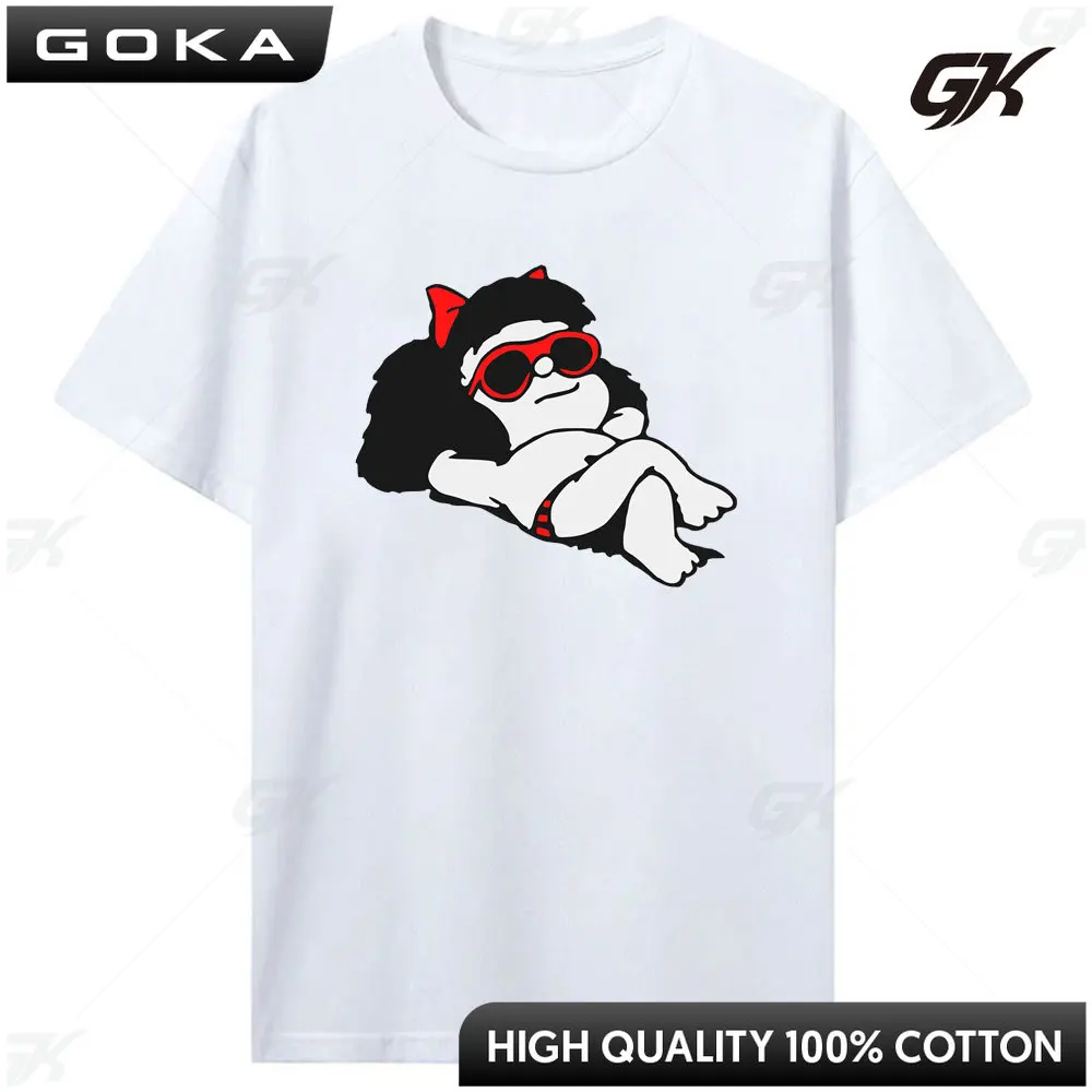 Mafalda Print Women Harajuku Comic Ulzzang Cartoon Kawaii Casual Korean Style Blouse Top Funny Shirt Cotton Clothing Streetwear