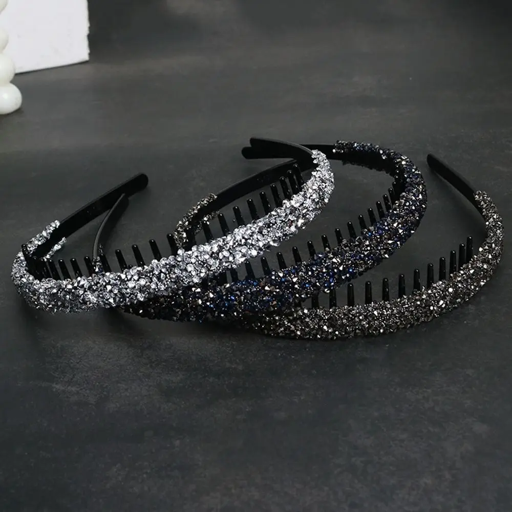 Cute Plastic Rhinestone Headband Make Up with Toothed Hairband Korean Style Face Wash Diamond Hair Hoop Female