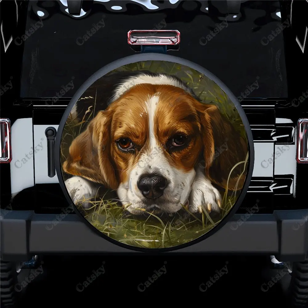 Leisurely Beagle Dog Universal Car Spare Tire Cover Auto Accessories Wheel Cover Protect for Trailer SUV Truck Camper14-17in