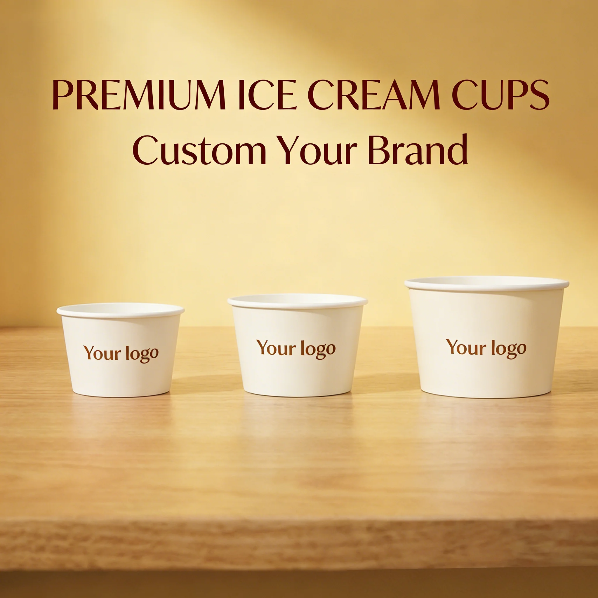 Customizable Disposable Ice Cream Cups 200 Pack 3oz 5oz 8oz for Dessert Gelato Frozen Treats
