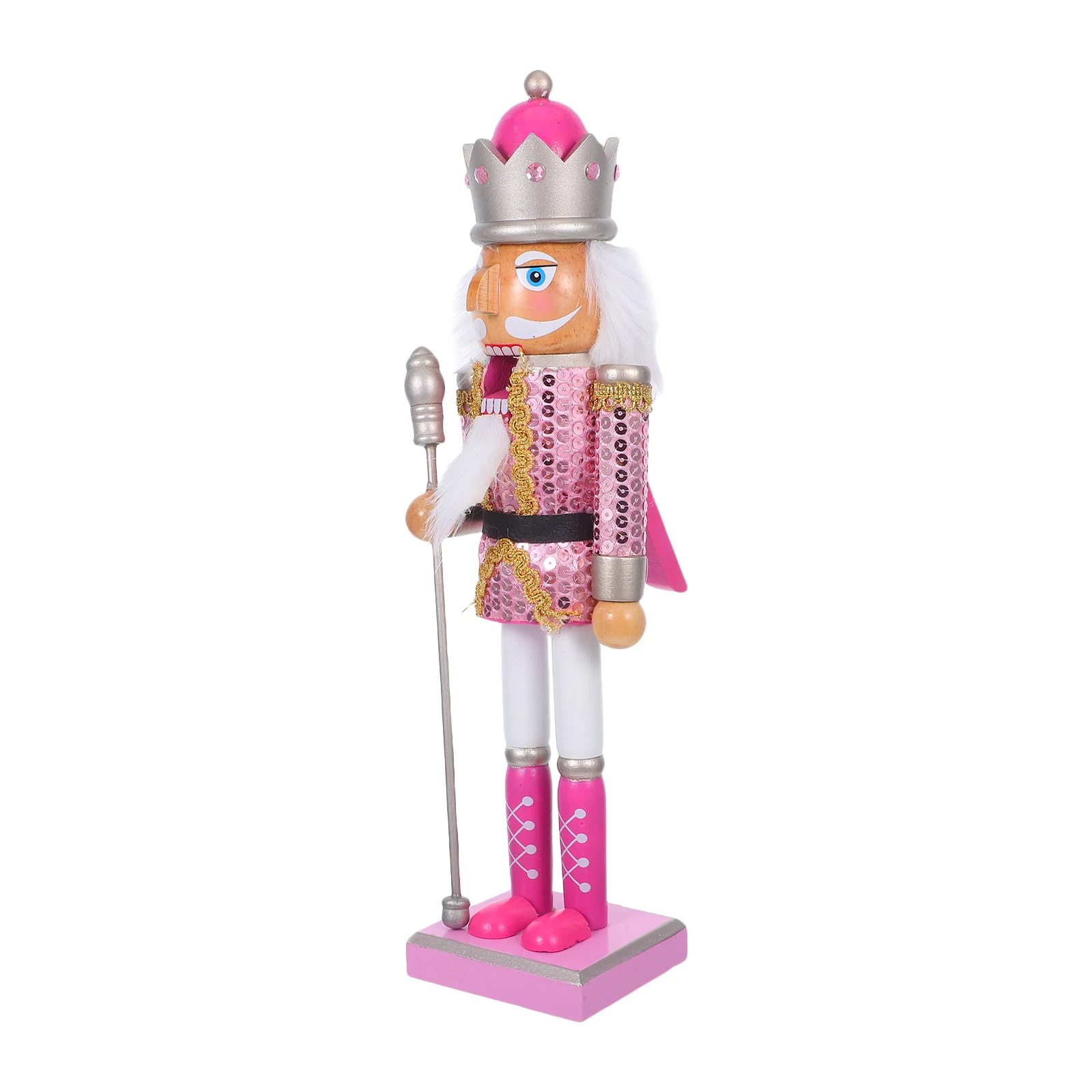 

Christmas Nutcracker 38Cm Pink Wooden Soldier Desktop Decoration - Festive Holiday Home Decor Statue for Table Mantel Window