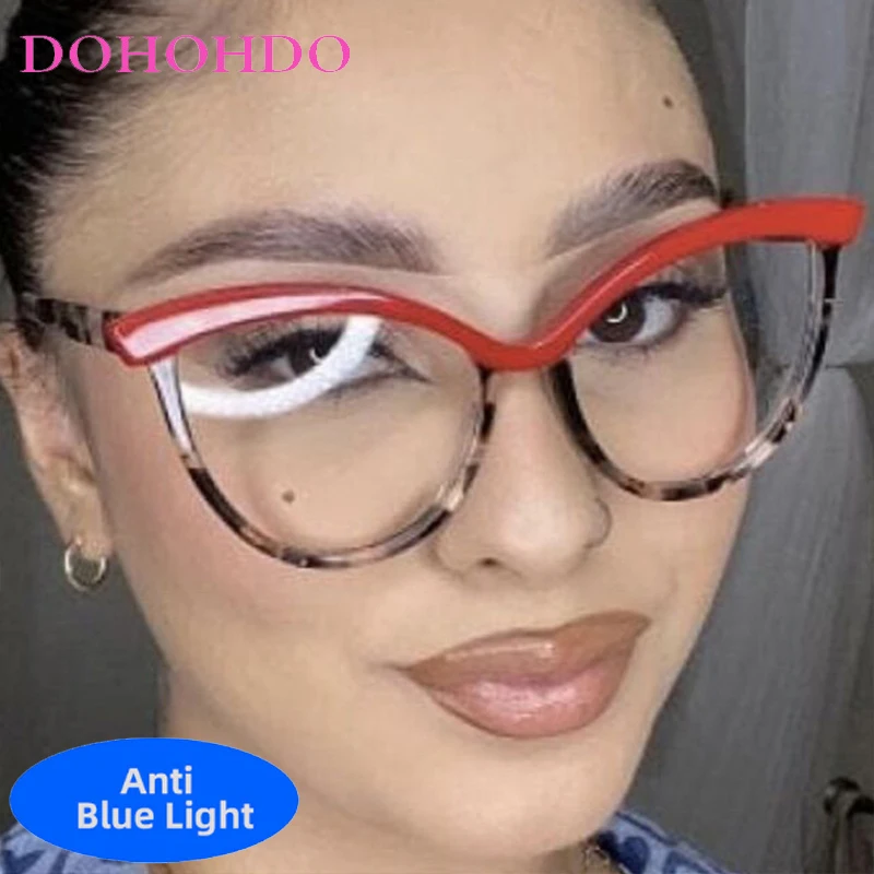 

Trending Personality Punk Cat Eye Frame Anti-Blue Light Women's Glasses Designer Brand Optical Computer Play Games Men Eyewear