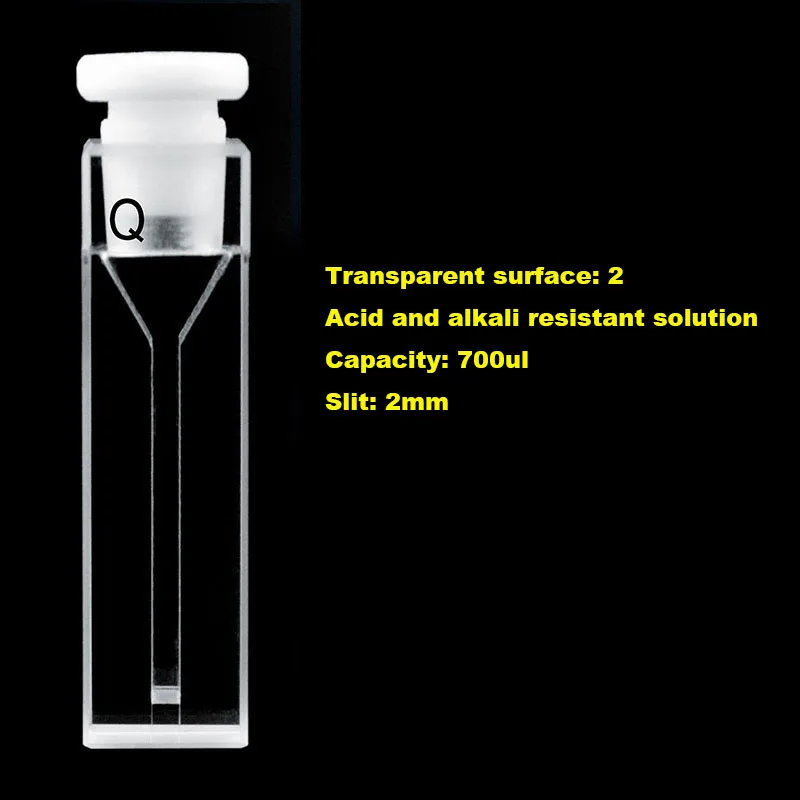 10mm quartz micro cuvette with stopper/sealed with stopper 0.35/0.7/1.05/1.4ml UV transmission