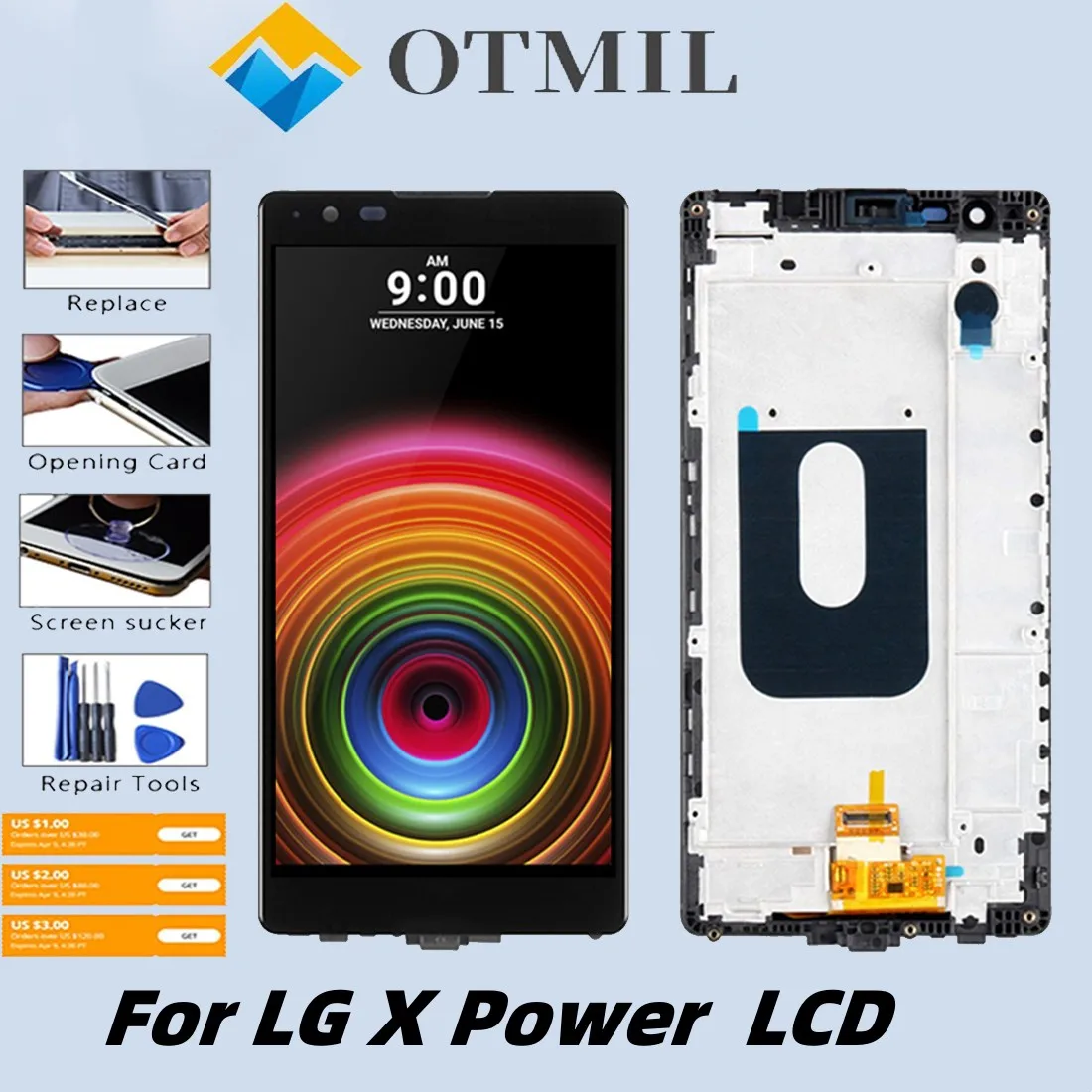 

5.3" Quality For LG X Power K220 LCD Display Touch Screen Digitizer Assembly Frame Replacement For LG K220 K220DS LCD