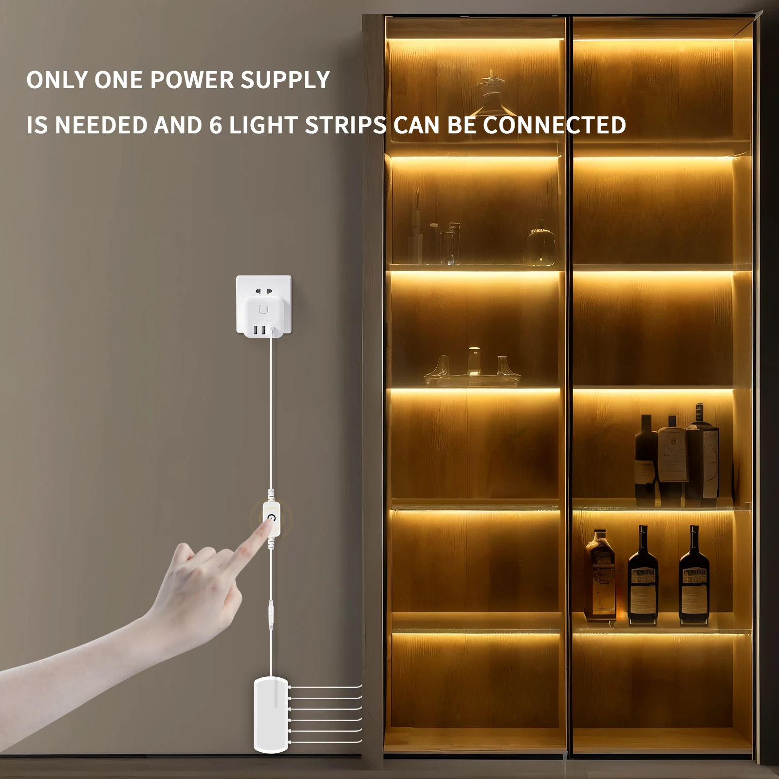 6/5/4/3/2/1 قطعة 5 فولت USB COB LED قطاع ضوء مع اللمس باهتة التبديل عدة ل لوحة الصوتية الرف تحت إضاءة الخزانة #5