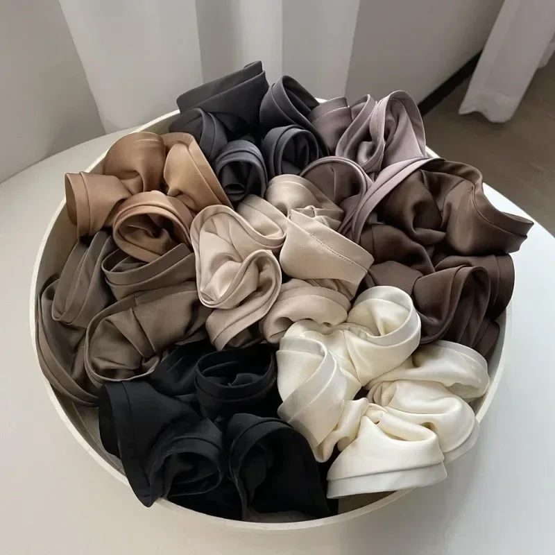 Oversized Satin Scrunchies Hair Ties Women Luxury Vintage Large Elastic Hair Band Mesh Scrunchy Lady Hair for Girls Accessories