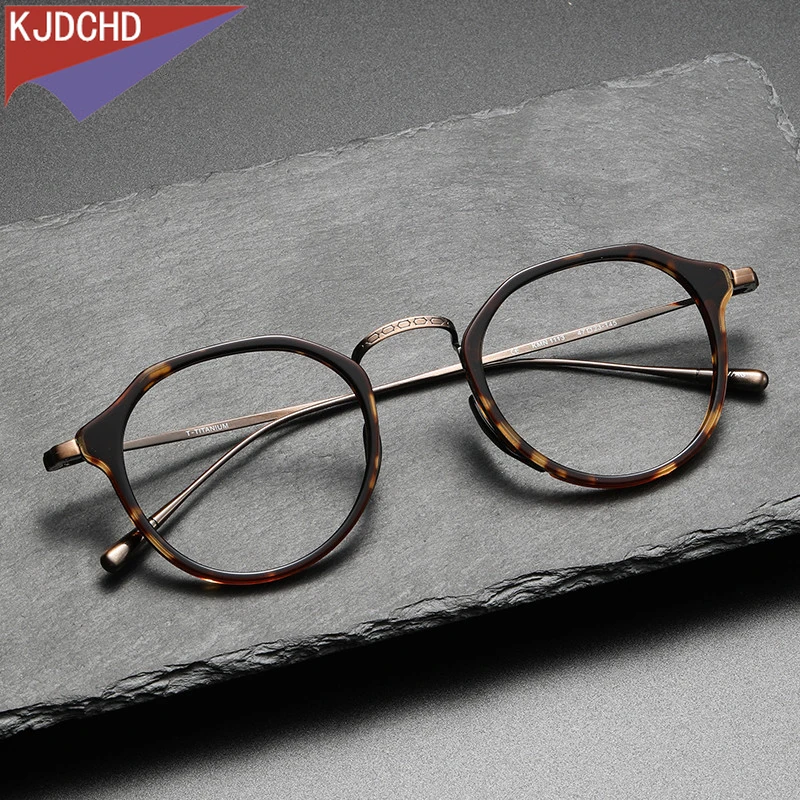 

Acetate Titanium Glasses Frame Men 2024 Vintage Oversize Pilot Optical Prescription Myopia Eyeglasses Women Spectacles Eyewear