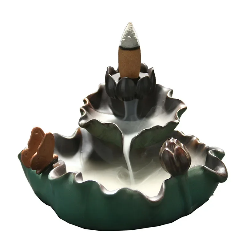 

Incense Furnace Ornamental Sandalwood Smoking Backflow Censer Ceramic Antique New N50