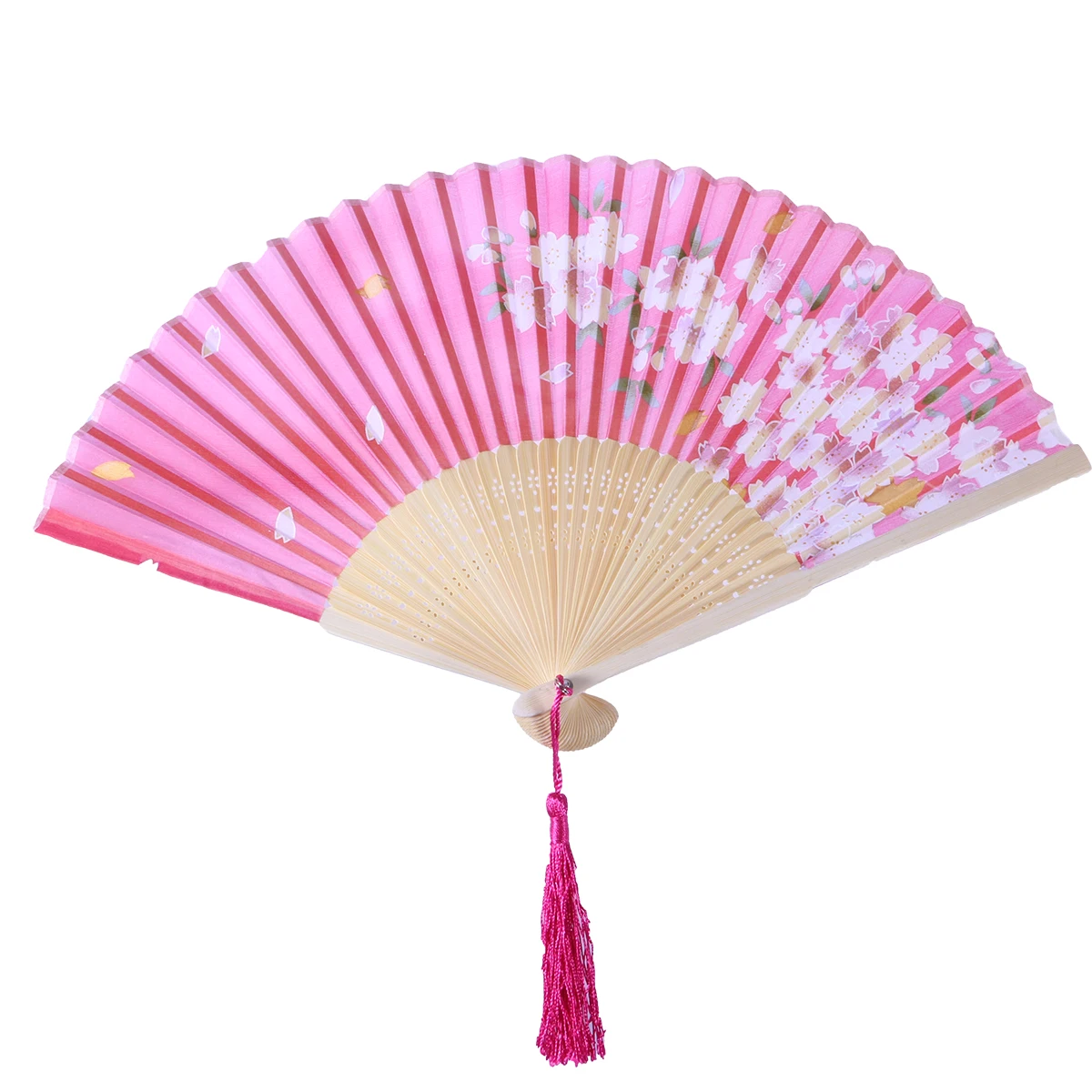 

Silk Bamboo Cherry Hand Chinese Cherry Hand Foldable Dancing Fans Women Portable Summer Decorative Fans