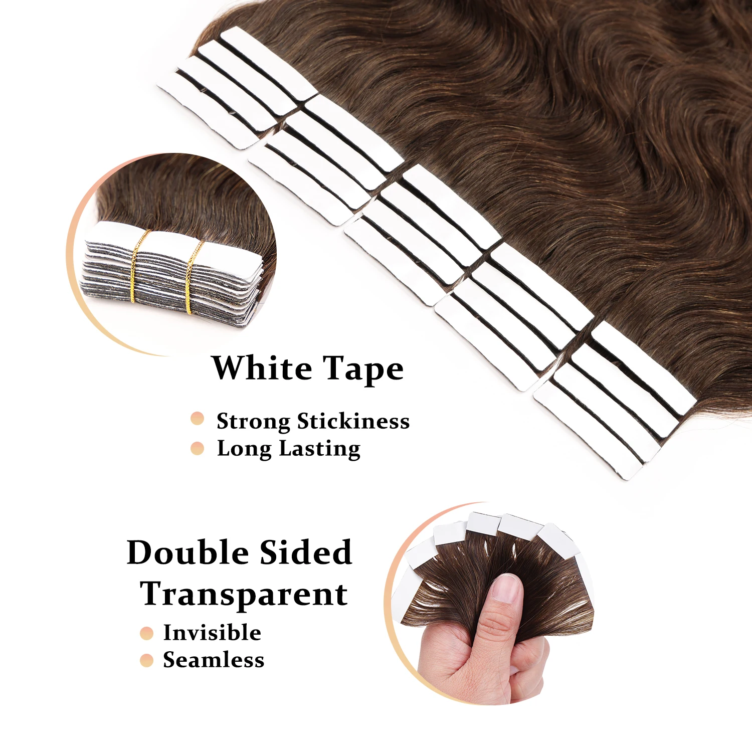 الشريط في شعر مستعار بشري 20 قطعة/الحزمة الجسم موجة شريط شعر بشري حقيقي في ملحقات شريط سلس في وصلة إطالة شعر طبيعي حقيقي