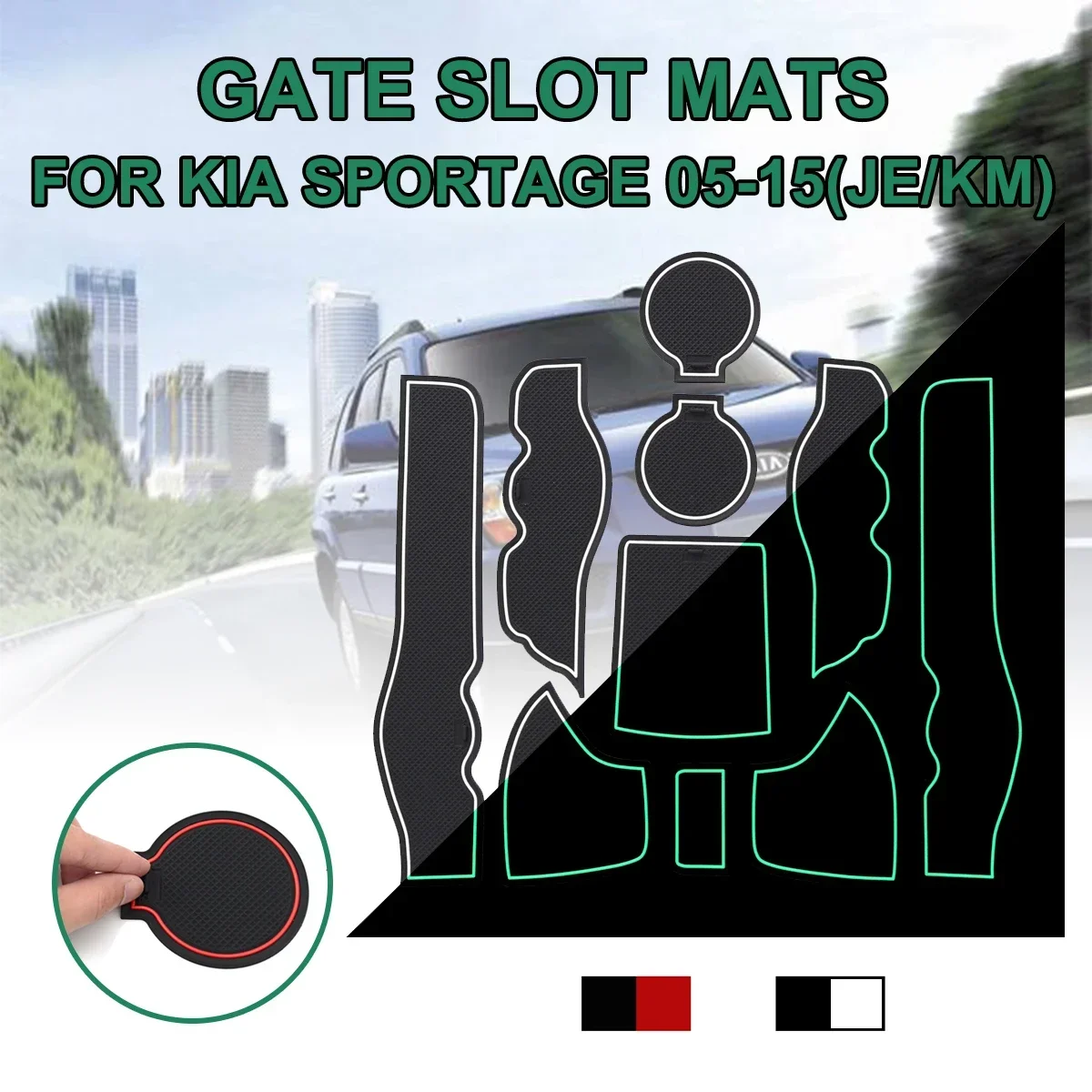 

Car Stickers Anti-Slip Gate Slot Mat Rubber Coaster Accessories for KIA Sorento 2015 2016 2017 2018 2019