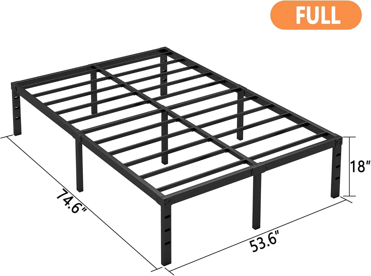 

18 Inch Full Bed Frame - Sturdy Metal Platform Full Size, No Box Spring Needed, Heavy Duty, Easy Assembly, Strong Bearing