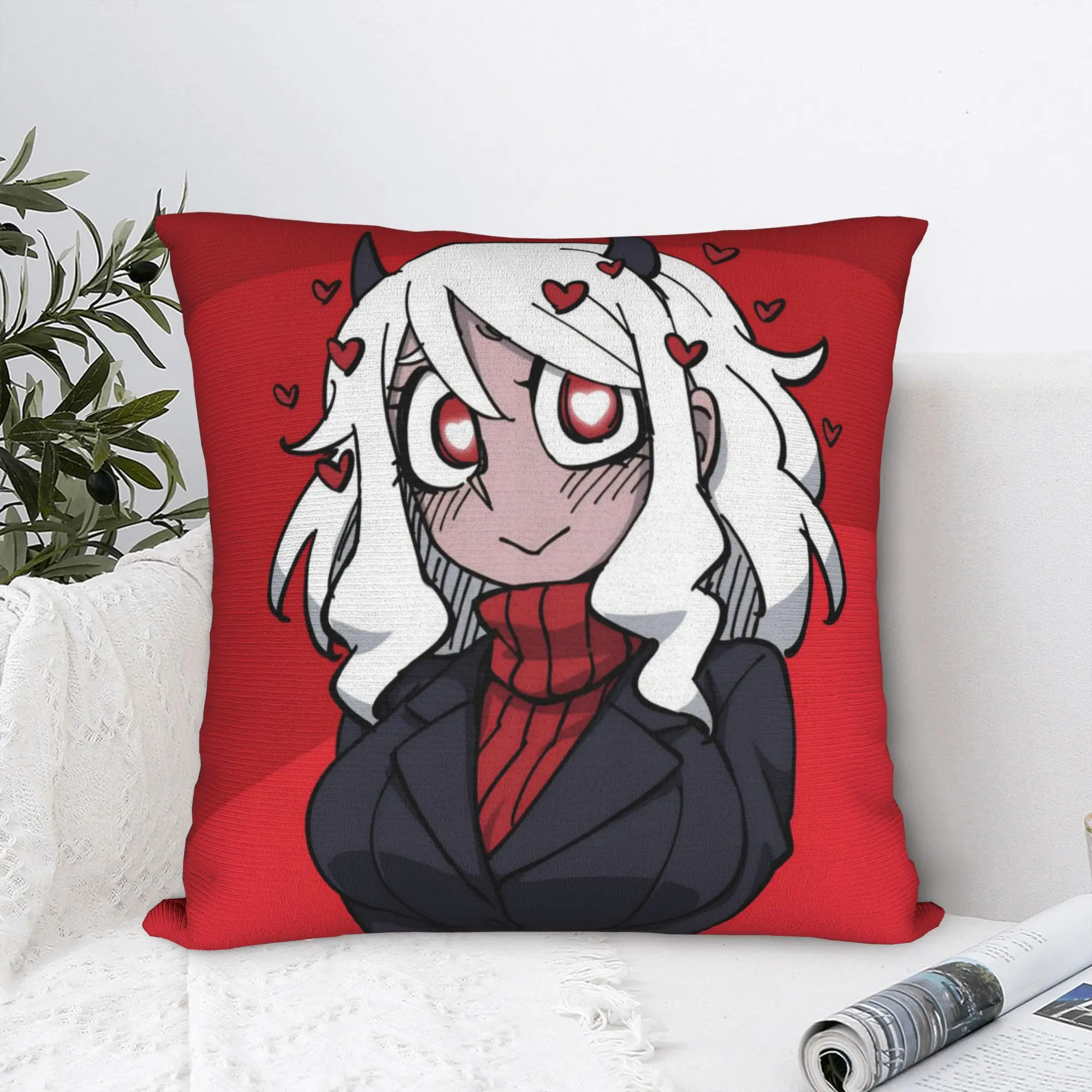Helltakers Lucifers Cerberus Game Pillowcase Print Polyester Cushion Cover Decorative Anime Throw Pillow Case Cover Car Zippered
