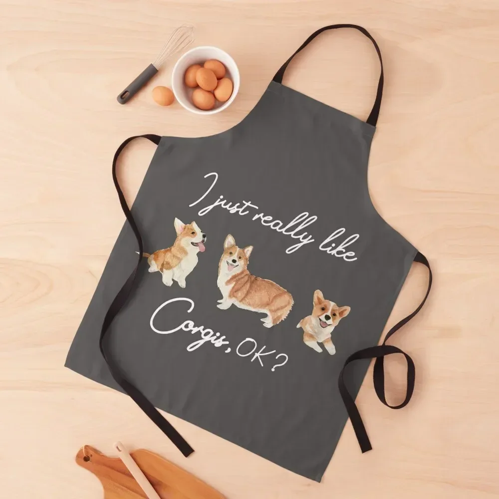 

I Just Really Like Corgis-Corgi Dog Lover Apron restaurant accessories Things For Kitchen Kitchen Handle For Women Apron