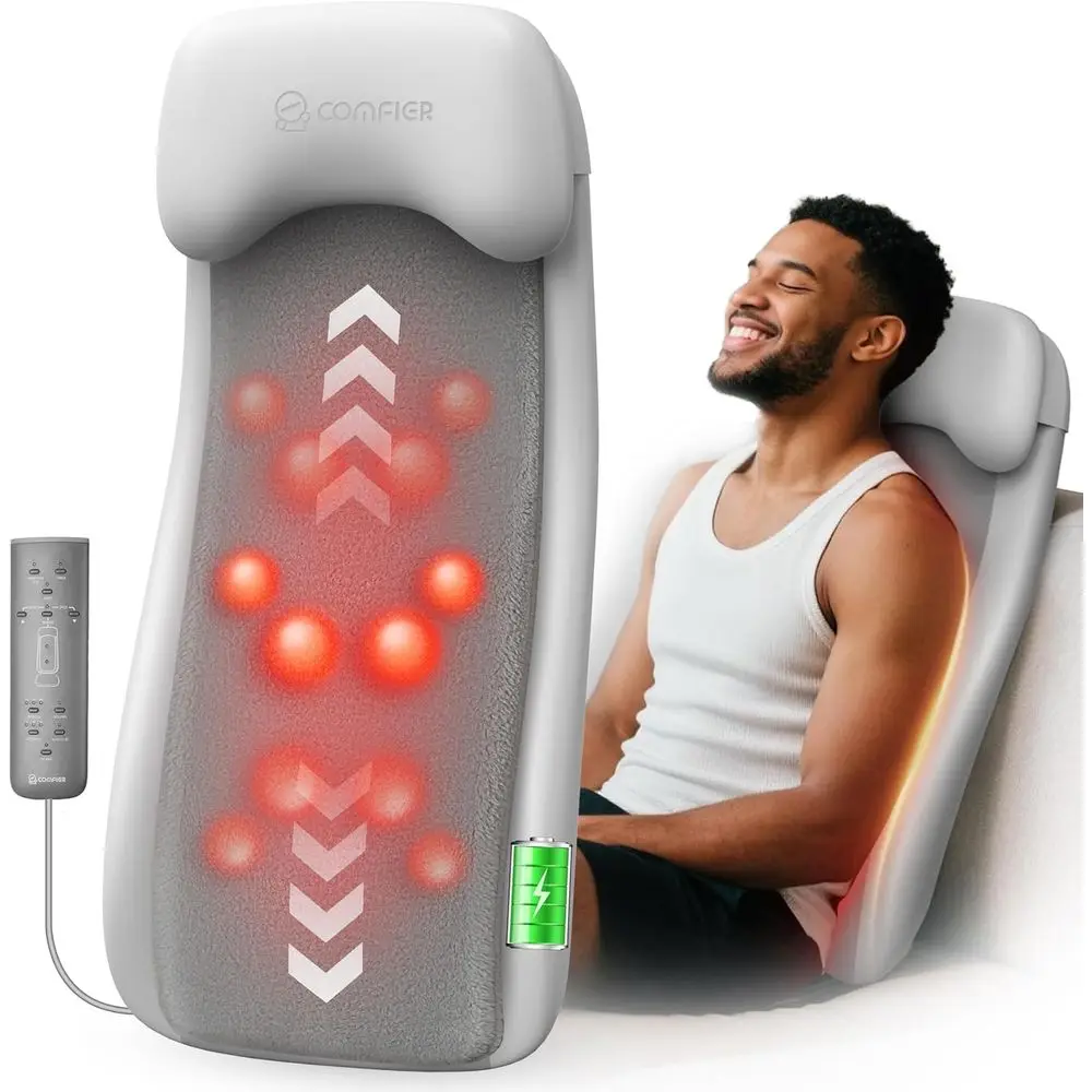 

CordlBack Massage Chair Pad with Multi unctions, 2D/3D/Mix Shiatsu k and Back Massager with Heat, Chair Massager or Home Oice In
